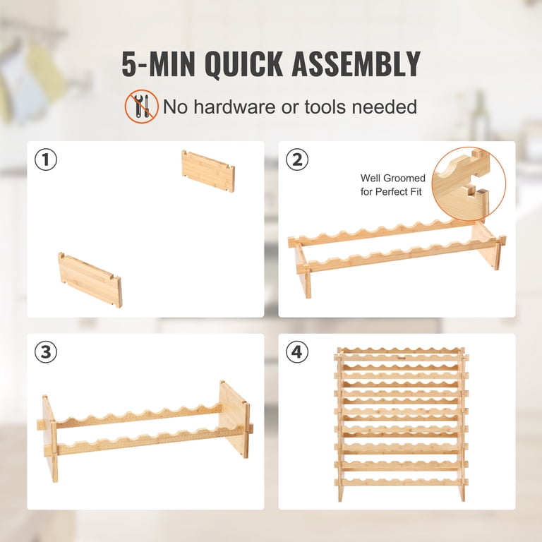 8 Tier Stackable Wine Rack 72 Bottle Bamboo Wine Rack Freestanding ...
