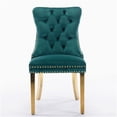 thumbnail image 2 of Modern Velvet Dining Chairs Set of 2, Upholstered Green Accent Chairs with Gold Metal Legs and Nailhead Trim, 2 of 10