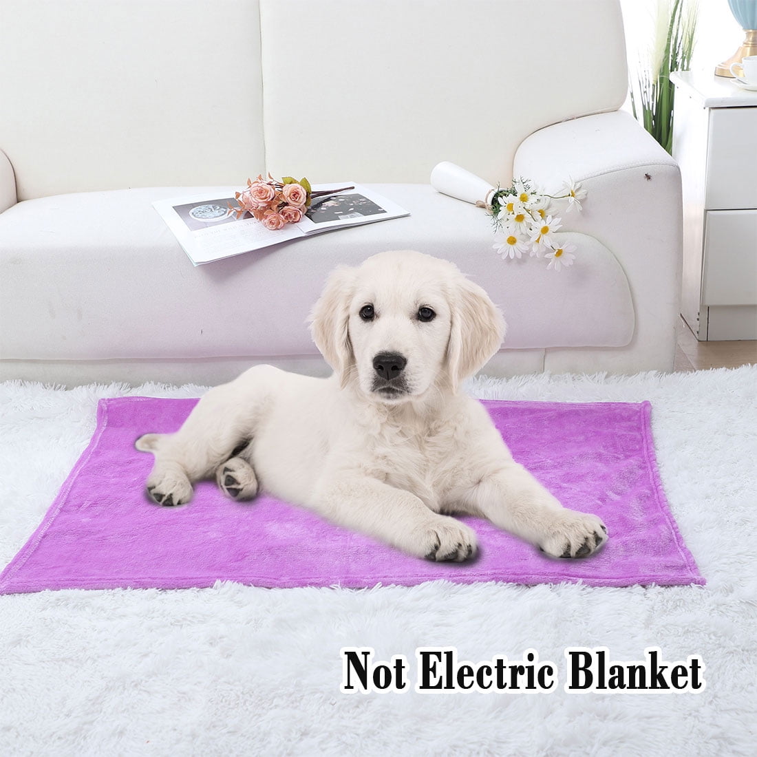 Unique Bargains Fuzzy Plush Flannel Fleece Throw Blanket Light Purple 27" x 40"