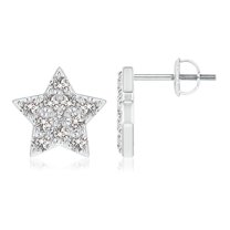 ANGARA Natural Diamond Star-Shaped Stud Earrings in 14K White Gold for Women (Size-2.25mm| Color-I-J| Clarity-I1-I2) | April Birthstone, Anniversary, Jewelry Gift for Women | Natural Diamond Earrings