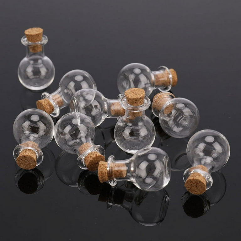 10x Small Glass Bottles Miniature Potion Bottle Mini Cork Glass Vials  Wedding 