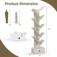 thumbnail image 2 of Costway 10-Tier Wooden Tree Bookshelf with Drawer Display Storage Organizer Rack Beige, 2 of 9