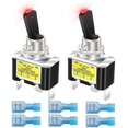 thumbnail image 1 of 2pcs Illuminated Rocker Switch 12V 30A Heavy Duty Racing Car Auto SPST ON/OFF LED Illuminated Rocker Switch 12mm Size, 1 of 5