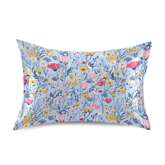 Ryvnso Satin Pillowcase Floral Wildflower Pillow Cases Standard Size 26x20in