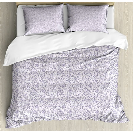 Floral King Size Duvet Cover Set Pattern With Abstract Flowers In