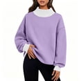 thumbnail image 2 of Otntypg Mock Neck Patchwork Sweatshirts for Women Trendy Fall Long Sleeve Color Block Pullover Tops Loose Lightweight Comfy Oversized Sweatshirt, 2 of 8