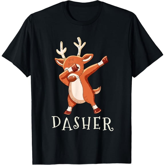 DASHER Santas Reindeers Family Matching Outfit Christmas T-Shirt