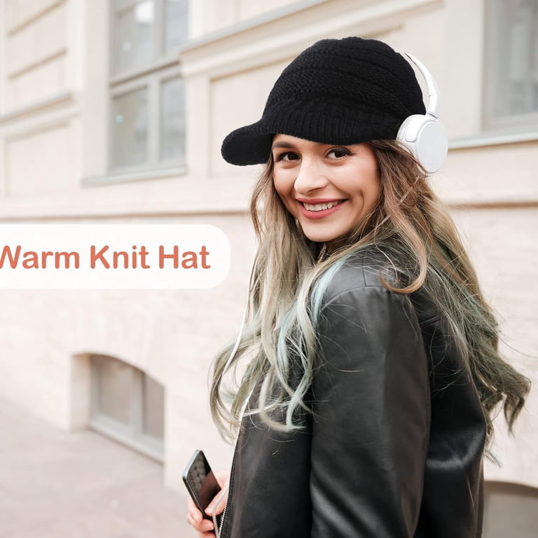 Women Winter Knit Hat Winter Brim Beanie Hats for Women  display picture 3
