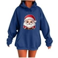 thumbnail image 2 of Mifsaly Vintage Christmas Sweatshirt for Women Oversized Christmas Santa Print Hoodie Long Sleeve Loose Hooded Pullover Tops Merry Xmas Drop Shoulder Bright Winter Outerwear with Pocket Funny Gifts, 2 of 4