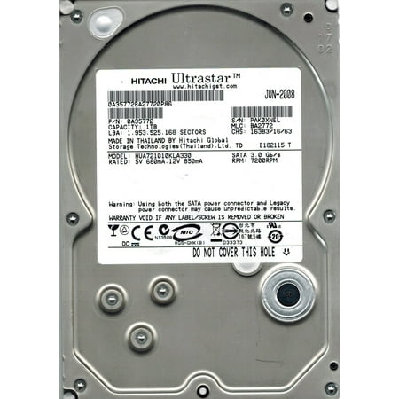 - Hitachi HUA721010KLA330 P/N: 0A35772 MLC: BA2772 1TB