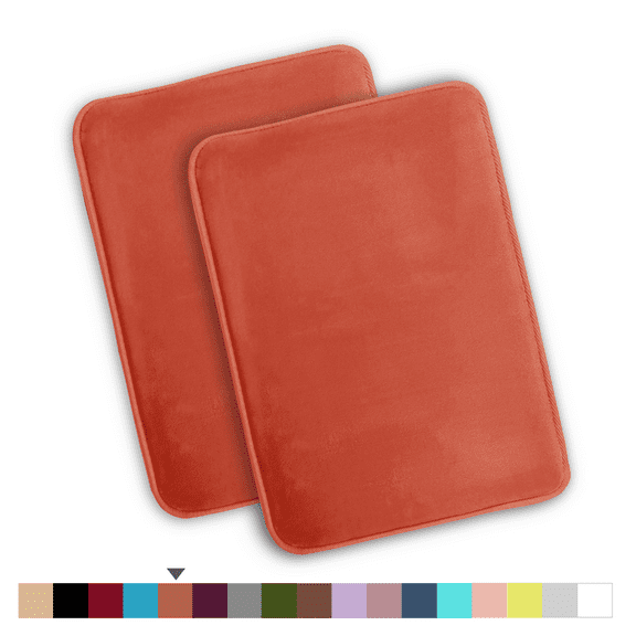 ComfiTime 2 Piece Bathroom Rugs Set – Thick Memory Foam, Non-Slip Bath Mat, Soft Plush Velvet Top, Ultra Absorbent, Small, Large & Long Rugs for Bathroom Floor, Coral, 17*24, 2PCS