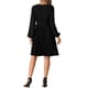 thumbnail image 3 of Vestido plisado INSPIRE CHIC para mujeres con escote en V, cintura con lazo, por encima de la rodilla, de manga larga, elegante y en línea A, 3 of 6