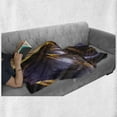 thumbnail image 6 of Vintage Soft Flannel Fleece Throw Blanket, Sci Fi Style Modern Road Tunnel Urban Life Show City Image, Cozy Plush for Indoor and Outdoor Use, 70" x 90", Purple and Yellow, by Ambesonne, 6 of 6