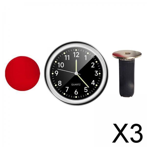 3x Reloj Automotriz, Adorno para Coche, Reloj Luminoso de Bolsillo, Accesorios Redondos Clásicos para Coche, Regalos para Salpicadero de Vehículo, Bar 3 piezas