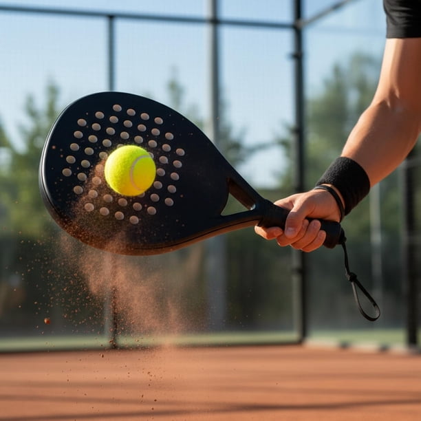 Raqueta de pádel con agarre cómodo para niños, divertida raqueta de pádel premium con absorción de impactos para competición al libre, y