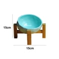 thumbnail image 2 of Cuenco de cerámica con marco de madera antivuelco inclinable de patas altas para proteger la vértebra cervical, 2 of 5