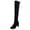 Black, variant on TIREOW Women's Over The Knee Suede Boots Sexy Pointed Toe Solid Color Thigh High Chunky High Heel Boot Pull On Stretchy Long Boots Zipper Lace Up Long Boots