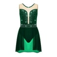 thumbnail image 2 of iiniim Kids Girls Figure Ice Skating Leotard Dress Sleeveless Gymnastics Ballroom Dancewear Green 14, 2 of 7