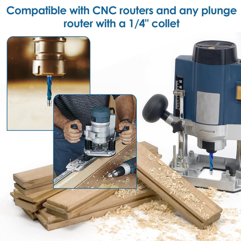 SHARPRO Compression Flush Trim Router Bit – 1/4 Inch Shank, Extra Long Carbide, Bottom Bearing, 3 Inch OVL