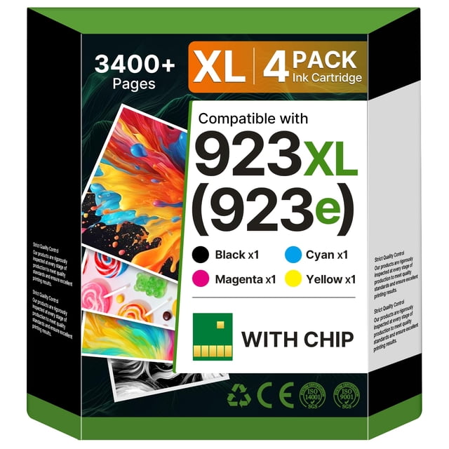 Cartuchos de tinta CATJOY 923XL, paquete de 4 con chip de reemplazo