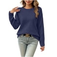 thumbnail image 2 of ZOYOEN Girls Knit Sweaters- Casual Long Sleeve Warm Crewneck Kids Fall Winter Tops Navy Size 5 T, 2 of 9