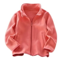Fancifize Kids Fleece Fuzzy Jacket Stand Collar Long Sleeve Full Zip Lightweight Outerwear Fall Winter Coat Outfits with Pockets for Boys Girls