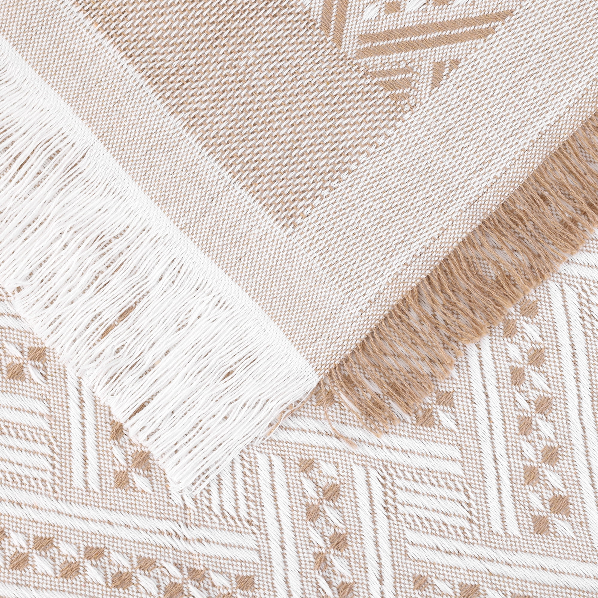 Unique Bargains Rectangle Cotton Linen Table Cover with Tassels for Dining Table Light Coffee 51"x51"