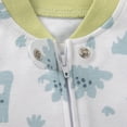 thumbnail image 3 of Baby Essentials Infant Boys 6 Months Embroidered Romper Footie with Matching Hat in Green Blue Dinosaurs, 3 of 6