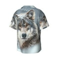 thumbnail image 4 of Balery Majestic Snowy Wolf Men's Casual Button Down Shirt Short Sleeve Textured Summer Cuban Beach Shirts-3X-Large, 4 of 7