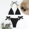 thumbnail image 3 of JIAYUE Women Swimsuit Sets Halter Neck Solid Color Triangle Bikini Sexy Lace Up Sleeveless Two Piece Summer Female Swimwear, 3 of 4