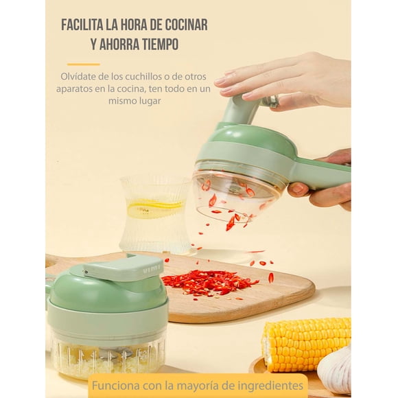 Cortador De Verduras Eléctrico 4 En 1 VIMI Procesador De Alimentos Inalámbrico Picador de Verduras