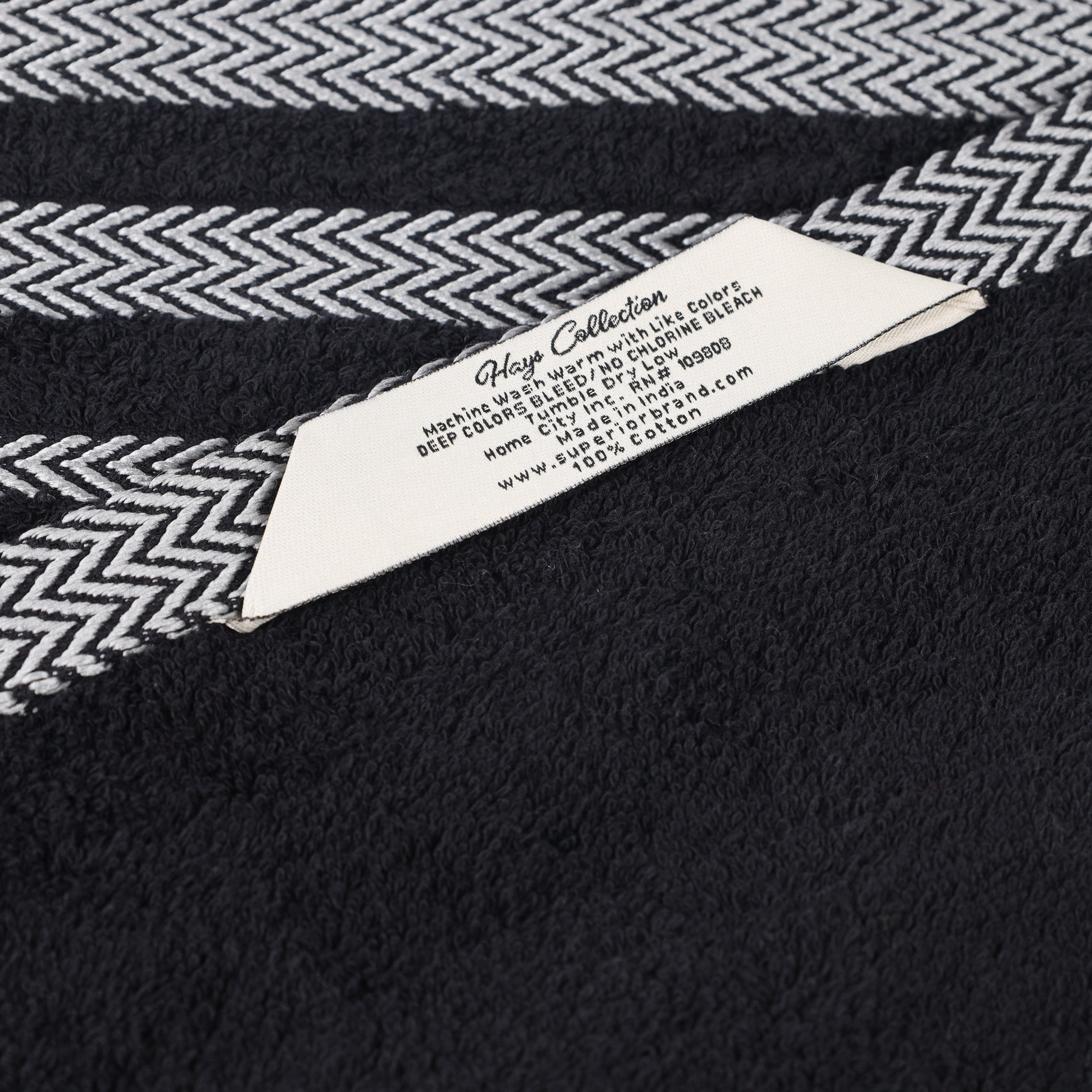 Superior Hays 2 Piece Cotton Plush Bath Towel , Ultra Soft Absobent Towels, Black