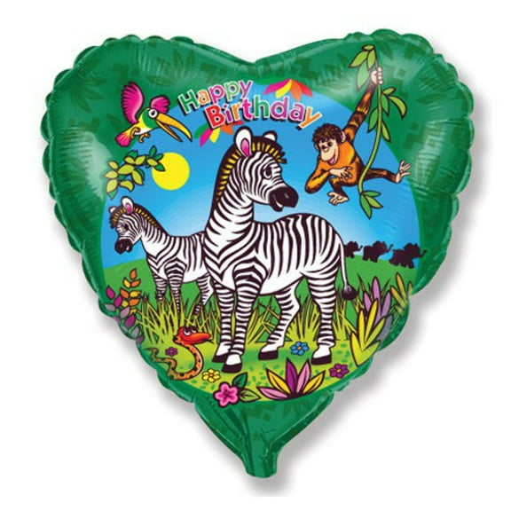 18 inch Birthday Zebras Foil Mylar Balloon - Party Supplies Decorations