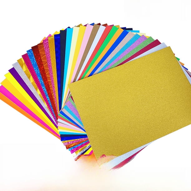 Papel de origami hecho a mano con láser de cartón de color A4, papel de copia para niños, papel de bricolaje hecho a mano para guardería