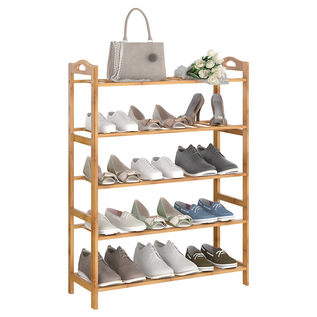 LANGRIA 5 Tier Bamboo Shoe Rack Sustainable Shelf Storage Durable Home