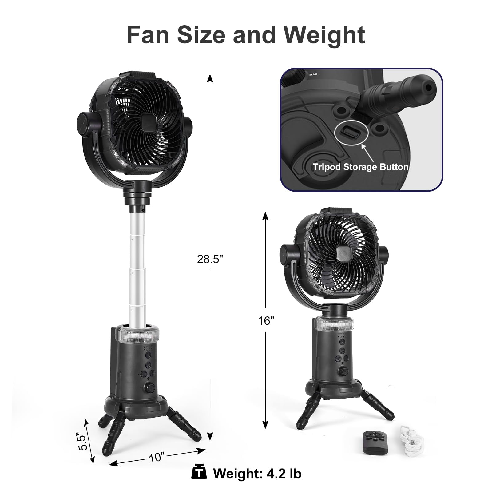 Portable Fan Rechargeable, 20000mAh Cordless Battery Powered Fan with LED Lantern, Type-C Battery Operated for Travel Bedroom Home Camping Tent Office Beach Desk Fishing Table