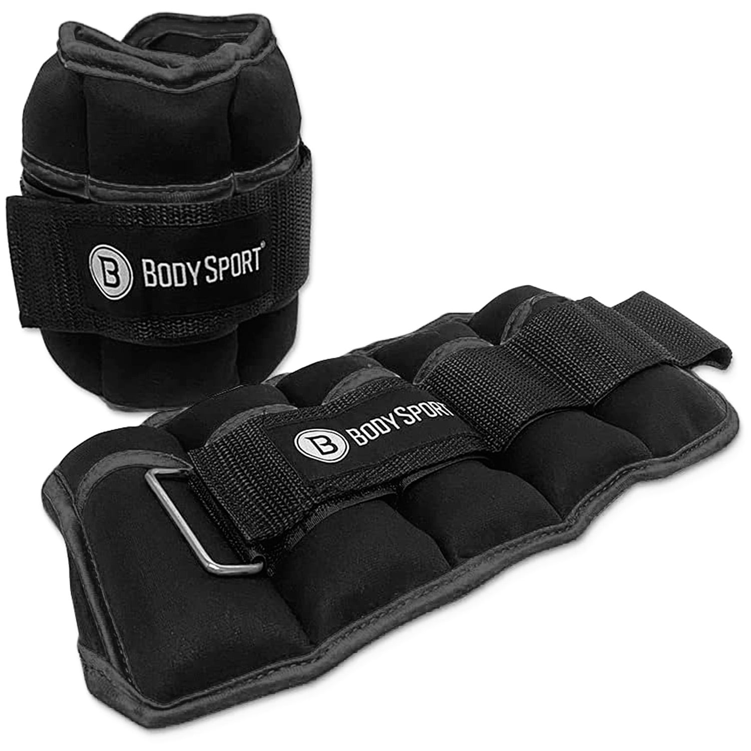 Body Sport 1 pound – 5 pound Black/Black Adjustable Ankle Weights for Men, Women, and Kids – Workout Aid for Added Resistance