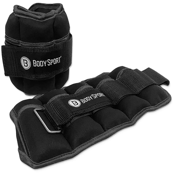 Body Sport 1 pound – 5 pound Black/Black Adjustable Ankle Weights for Men, Women, and Kids – Workout Aid for Added Resistance