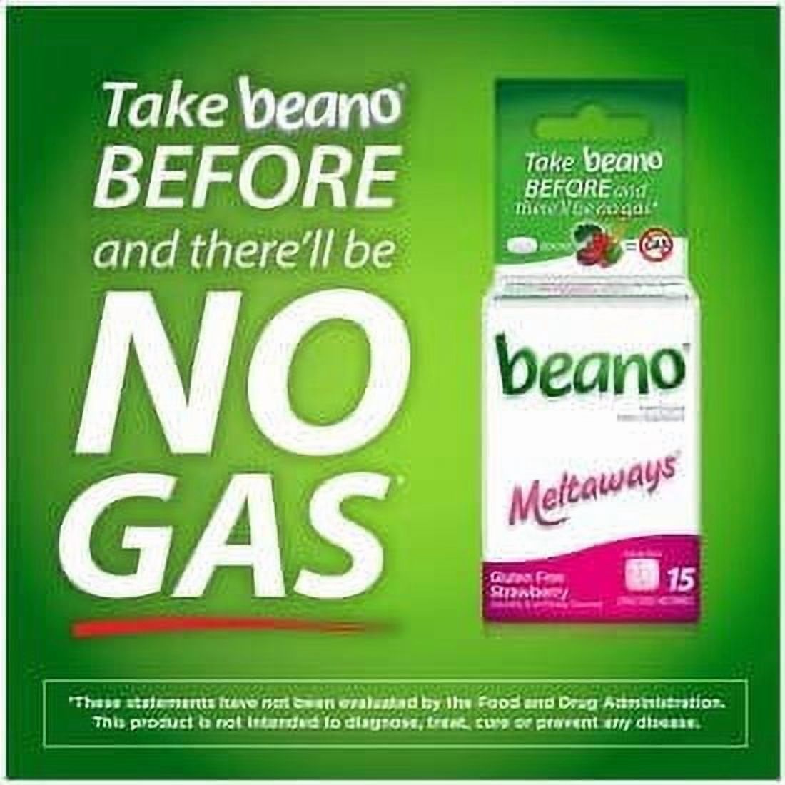 Beano Meltaways, Gas Prevention & Digestive Enzyme Supplement, Strawberry Flavor, 15 Count - 7 Pack