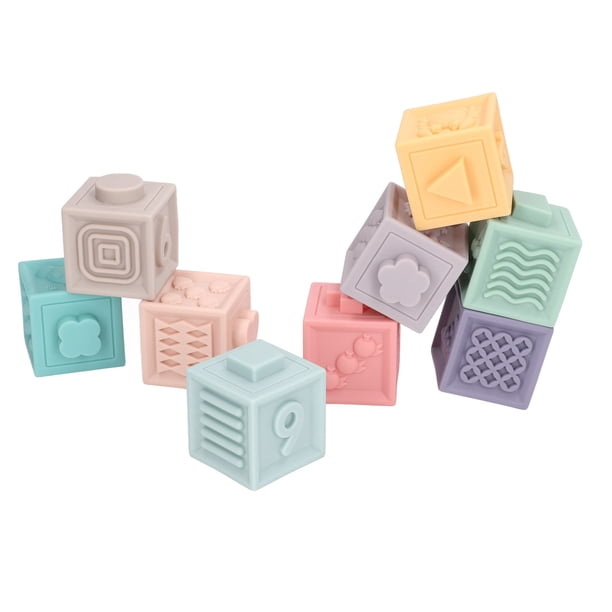 Bloques de construcción apilables exprimibles educativos suaves del juguete del bloque del bebé 9pcs para los bebés de los niños pequeños