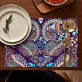 thumbnail image 5 of Artistic Paisley Placemats Set of 4, Flax Linen Table Mats, Heat Resistant Wrinkle Free with Colorful Retro Vintage Floral Pattern and Exotic Mandala Geometric Design for Dining Table, 5 of 6