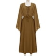 thumbnail image 3 of Women Renaissance Costume Split Sleeve Double Layer Dress for Fairy Witch Halloween Pirate Party Coffee XXL, 3 of 5