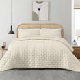 thumbnail image 5 of King Size Quilt Set, GREAGLE 3-Piece Soft Lightweight King Quilt Bedding Set for Summer, Dotted Circle Pattern Warm Bedspread Bedding Set with Pillow Shams, 104 x 90 inch, Beige, 5 of 6