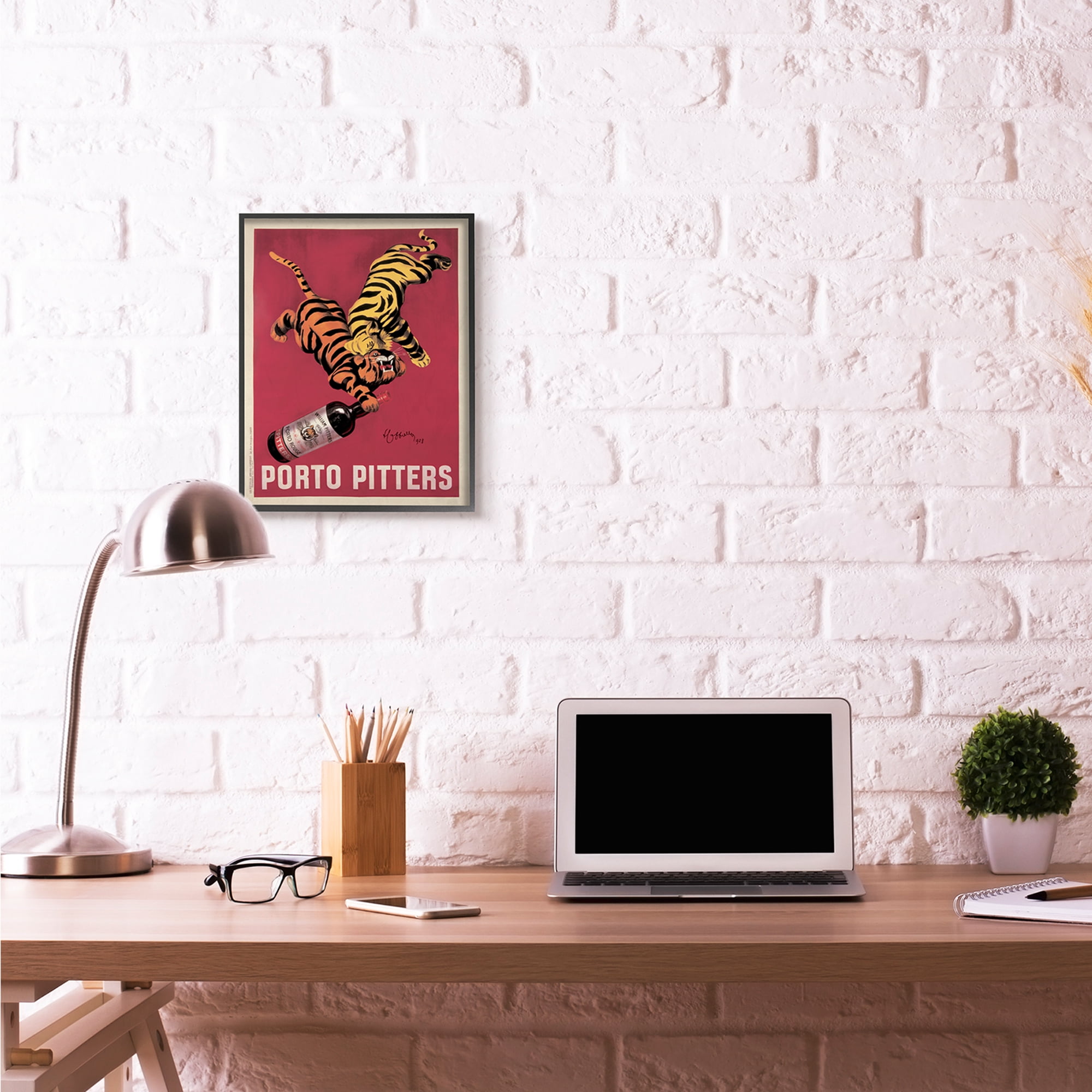 Stupell Industries Porto Pitters Vintage Poster Drink Design Graphic Art Black Framed Art Print Wall Art, 16x20, by Marcello Dudovich