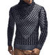 thumbnail image 3 of Suéter de punto grueso para hombres suéter de cuello alto suéter de doble pecho suéter de invierno gris oscuro l, 3 of 5