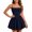 Navy, variant on Womens Bustier Dress Ruffle Spaghetti Straps Bodycon Flared Skater Slip Casual Wine M