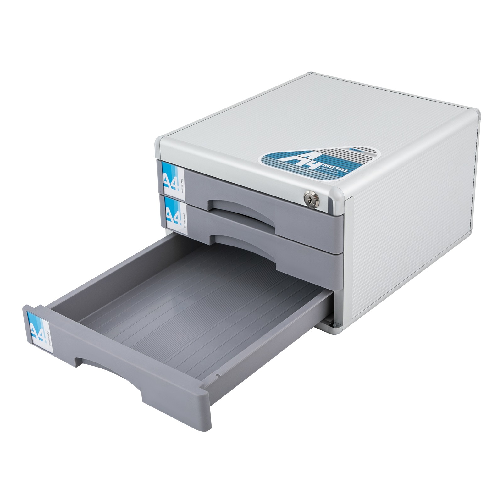 TFCFL 3 Tier File Cabient Drawers Organizer Desktop Lockable Filing Document Storage Box with 2x Keys