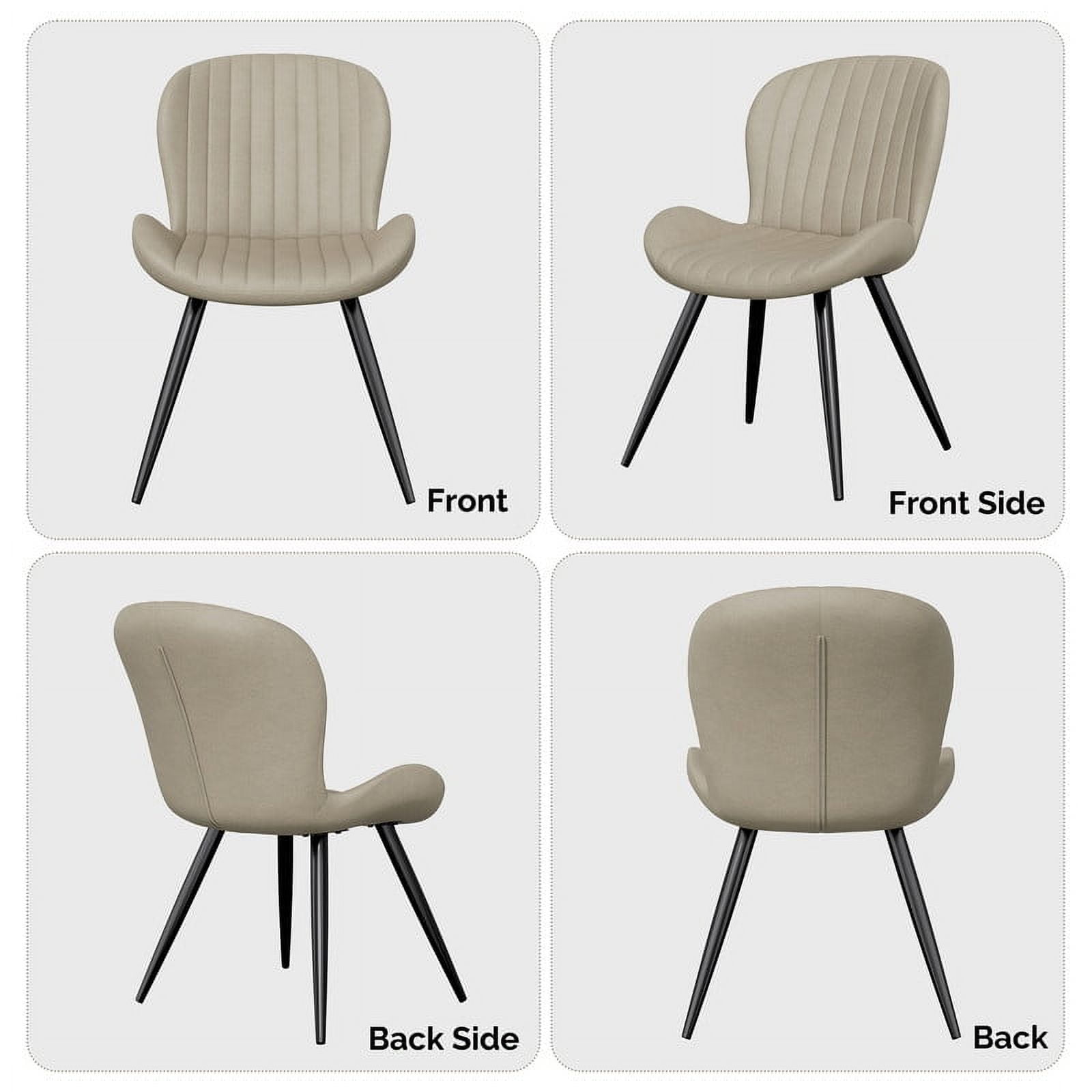 Hawsaiy Upholstered Dining Chairs Set of 2, Modern Kitchen Chairs with Backrest and Metal Legs, 19" Seat Height,Beige