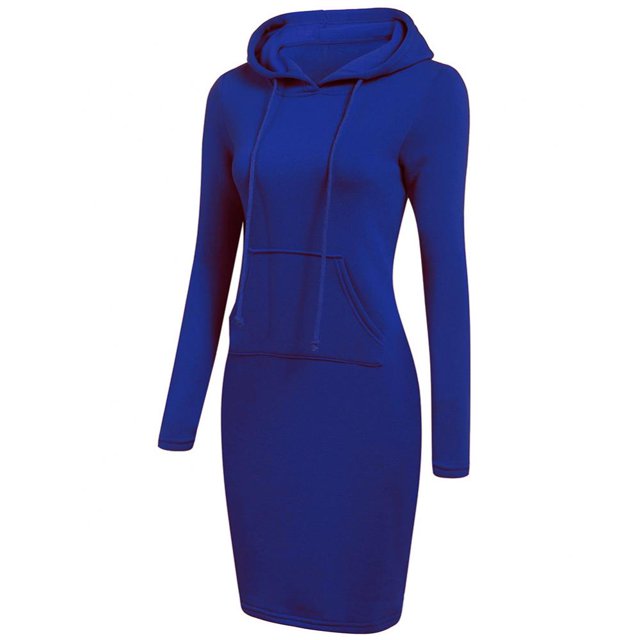 Sudadera cálida de manga larga para mujer, vestido con cuello con capucha, bolsillo, Simple, informal, Otoño e Invierno