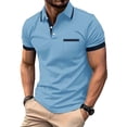 thumbnail image 2 of Vetsdori Mens Short Sleeve Big and Tall Shirts Polo Summer Pullover Button up Work Plain Casual Collar T-Shirts for Men Trendy, 2 of 6